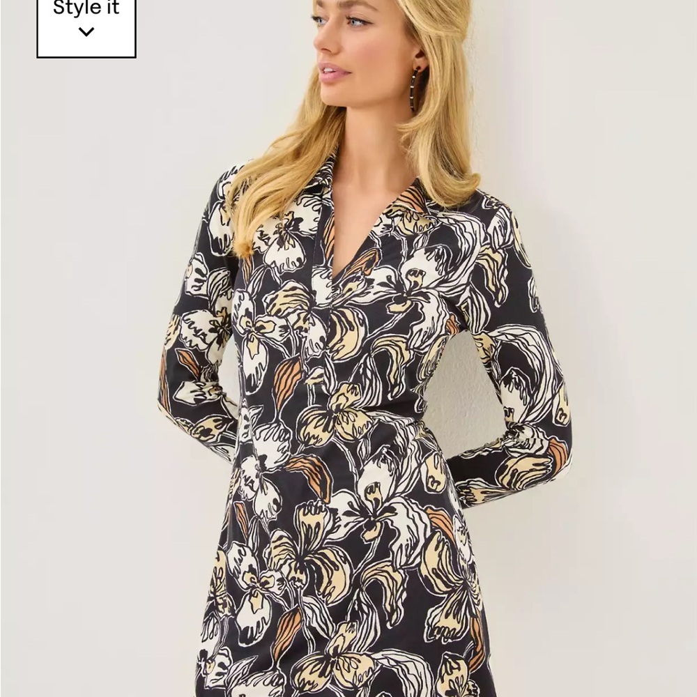 NWT Lilly Pulitzer Black and Cream Floral Dress